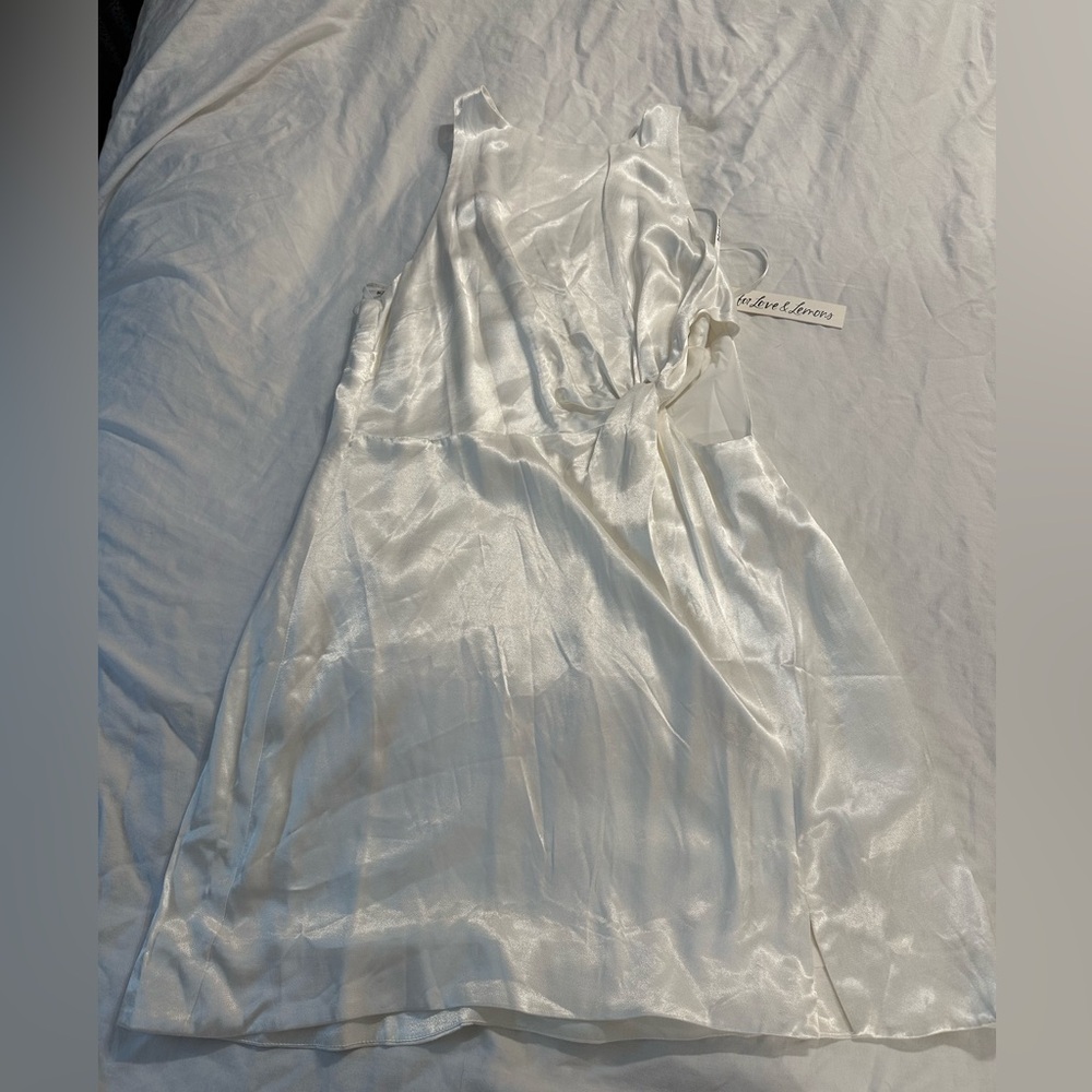 White Satin Open Back Dress Perfect for Wedding Activities/Bachelorette